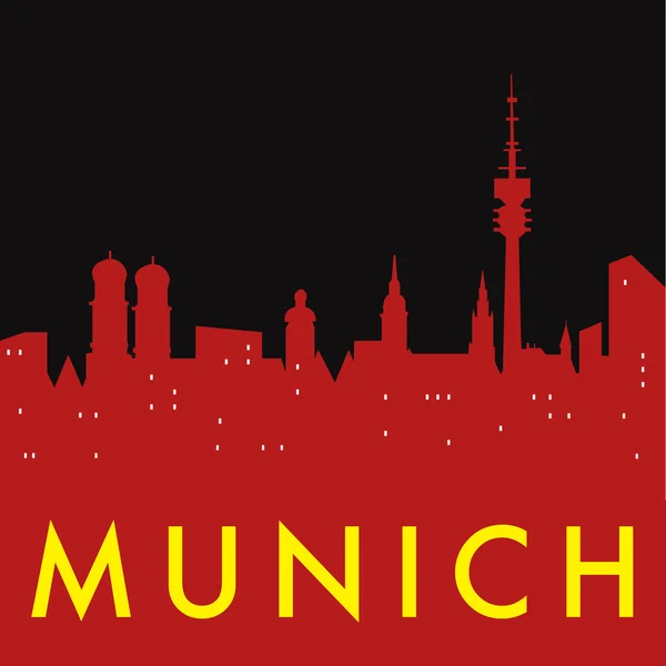 Abstrakt München skyline, med olika landmärken — Stock vektor