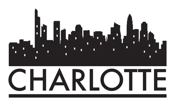 Astratto skyline charlotte, con vari punti di riferimento — Vettoriale Stock