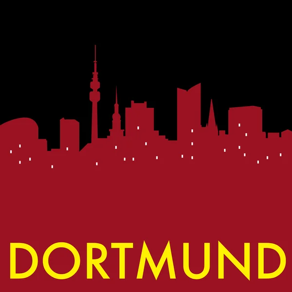 Abstract Dortmund skyline, with various landmarks — Stock Vector