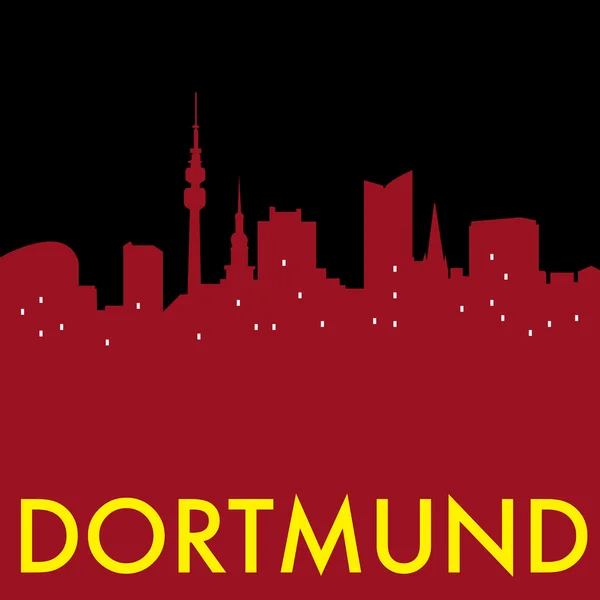 Abstracto horizonte de Dortmund, con varios puntos de referencia — Vector de stock