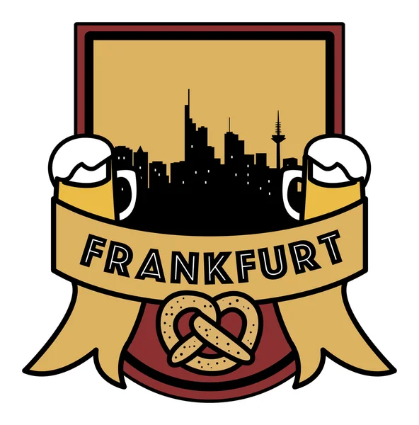 Symbol, deutsche Stadt, mit abstrakter Skyline, Frankfurt, Bier und — Stockvektor