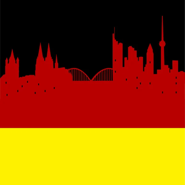 Abstracte skyline van Keulen, met diverse bezienswaardigheden — Stockvector