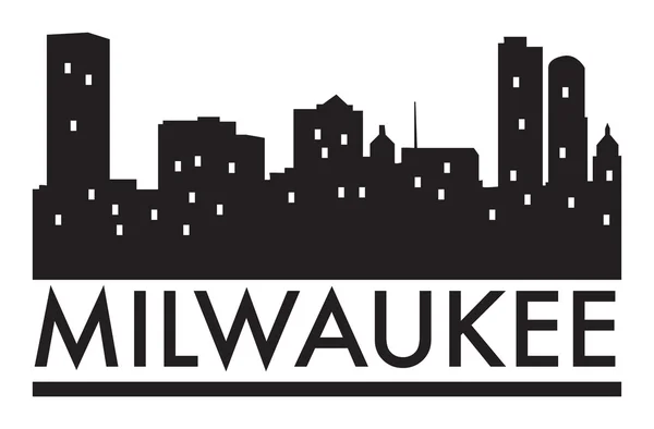 Abstract skyline Milwaukee, with various landmarks — Stock Vector
