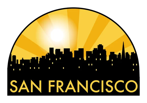 Αφηρημένη στον ορίζοντα San Francisco, με διάφορα σημεία ενδιαφέροντος — Διανυσματικό Αρχείο