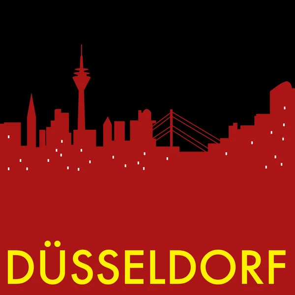 Resumo Dusseldorf skyline, com vários marcos, com cidades —  Vetores de Stock