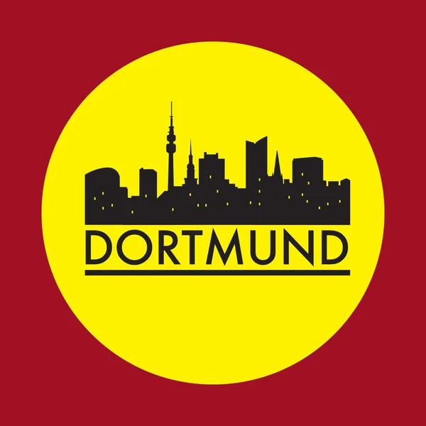 Abstrakt Dortmund skyline, med olika landmärken — Stock vektor