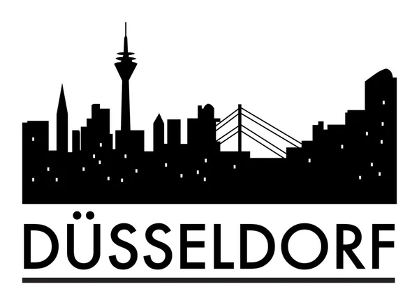 Resumo Dusseldorf skyline, com vários marcos, com cidades —  Vetores de Stock