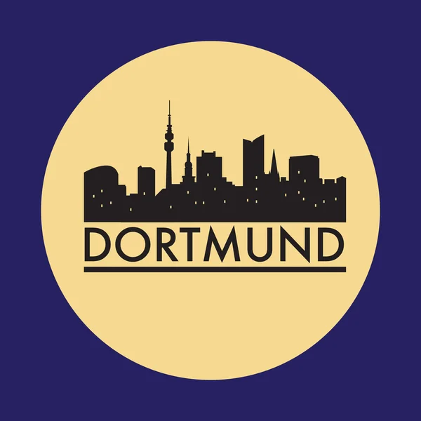 Abstrakte dortmund-Skyline mit verschiedenen Wahrzeichen — Stockvektor