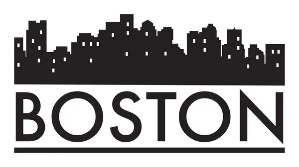 抽象的天际线波士顿，与各种地标 — 图库矢量图片