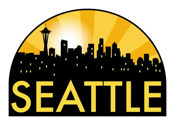 Skyline abstrait Seattle, avec divers points de repère — Image vectorielle