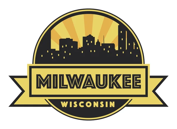 Abstract skyline Milwaukee, with various landmarks — Stock Vector