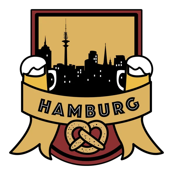 Symbool, Duitse stad, met abstracte skyline, Hamburg, bier en pr — Stockvector