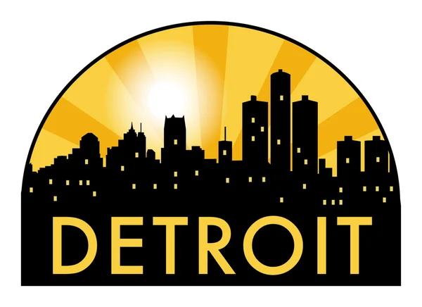 Skyline astratto Detroit, con vari punti di riferimento — Vettoriale Stock