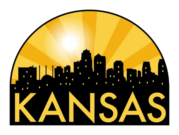 Skyline astratto Kansas, con vari punti di riferimento — Vettoriale Stock