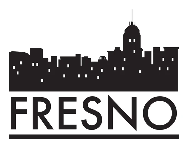 Absztrakt skyline Fresno, a különböző nevezetességek — Stock Vector