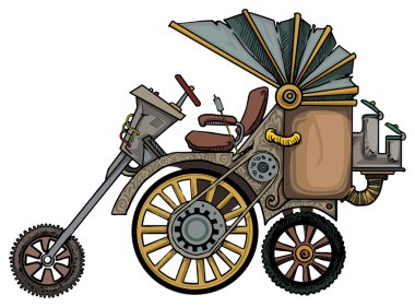 Karmaşık fantastik buhar motoru araç
