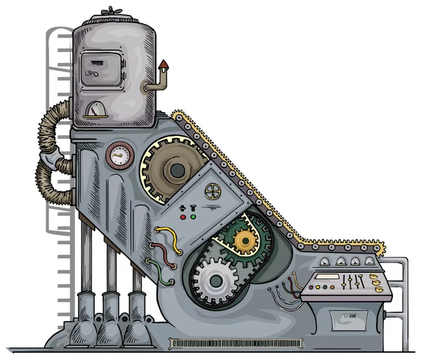 Complexe fantastische stoommachine voertuig — Stockvector