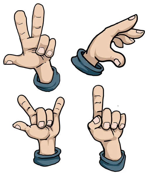Reihe von Handzeichen — Stockvektor