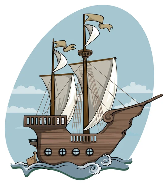 Velho navio — Vetor de Stock