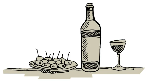 酒和 snaks — 图库矢量图片