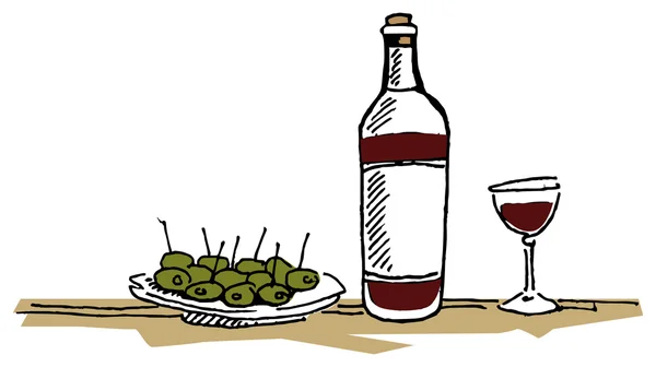 酒和 snaks — 图库矢量图片