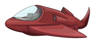 Red cartoon rocket space ship