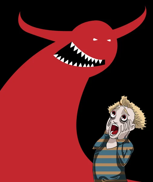 Çok korkmuş kişi bir iblis seyir