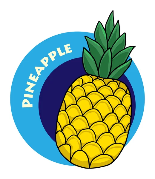 Colorful drawn fruit label - pineapple — Stock vektor