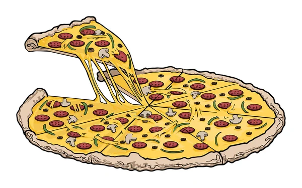 Pyszne pizza pikantna — Wektor stockowy