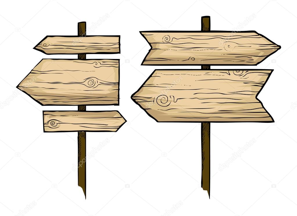 Wooden direction signs