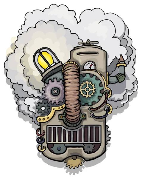 幻想的な蒸気エンジン — ストックベクタ