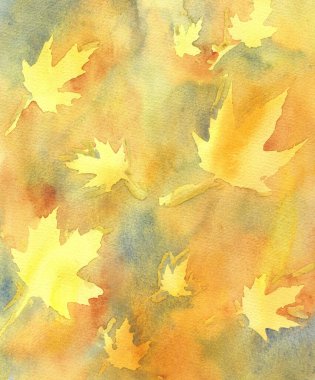 Suluboya soyut sonbahar yaprakları arkaplanı