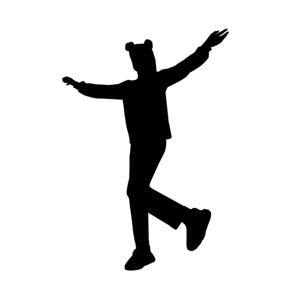 Танцюючий підліток Векторна силуетна ілюстрація — стоковий вектор