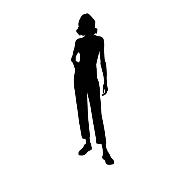 Silueta de vector de moda negro de mujer elegante hermosa — Vector de stock