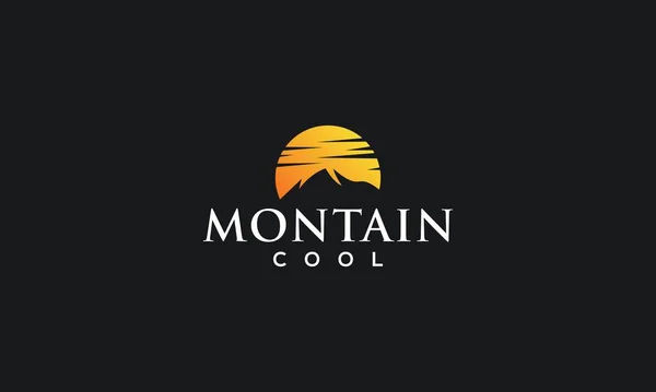Dağ logosu tasarımı siyah arkaplan ve parlak sarı logo