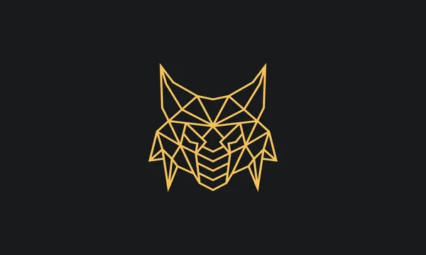 Diseño Del Logotipo Cabeza Lince Con Amarillo Sobre Fondo Negro — Vector de stock