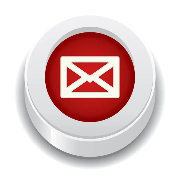 O botão vermelho com ícone de envelope — Vetor de Stock