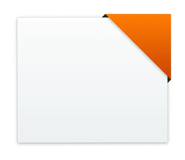 La caja rectangular con esquina naranja en blanco — Vector de stock