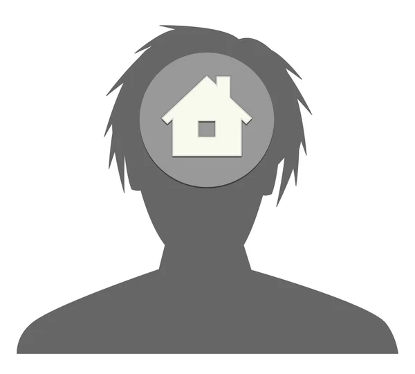 Tête silhouette avec icône de la maison Illustration De Stock