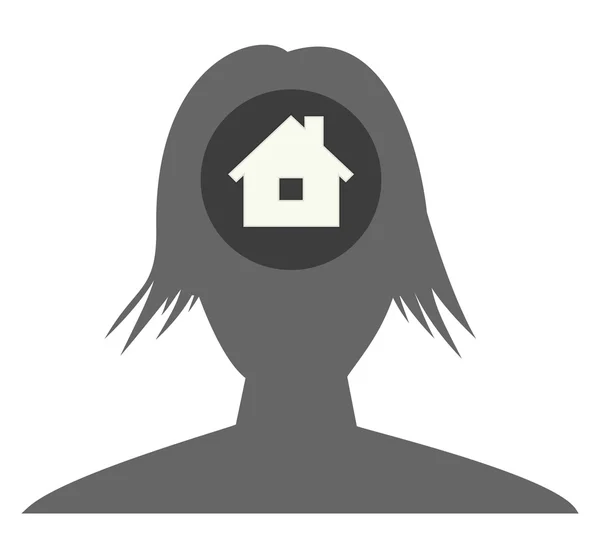 La silhouette de la tête féminine avec icône de la maison Graphismes Vectoriels