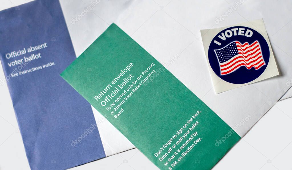 Generic absent voter ballot envelopes for the USA 2020 election
