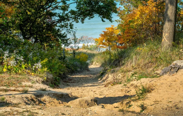 Beautiful Autumn Walk Dune Shores Lake Michigan Michigan Usa — Stock Photo, Image