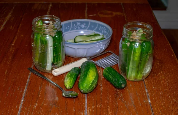 Making Home Made Pickles Grandpas Kitchen — Stock Photo, Image