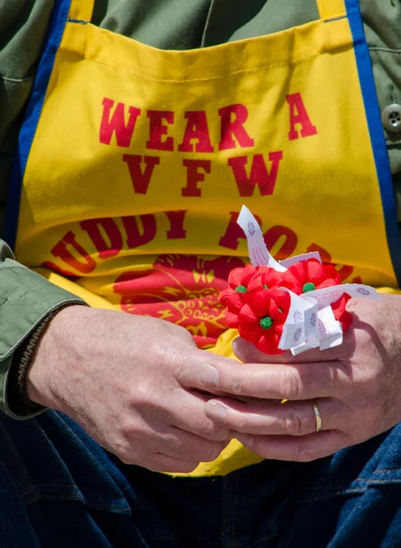 Veteraner från utländska krig fond raiser och kompis vallmo — Stock fotografie