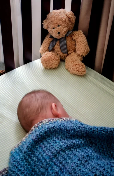 Teddy bear and baby — Stock Photo, Image