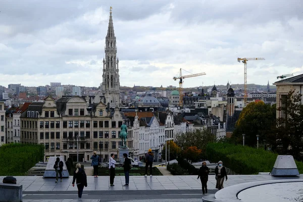 Människor Går Central Gata Bryssel Belgien Oktober 2020 — Stockfoto