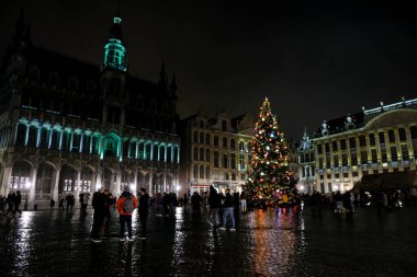 Belçika 'nın Brüksel kentindeki Grand Place meydanında 22 Kasım 2020' de bir Noel ağacı..
