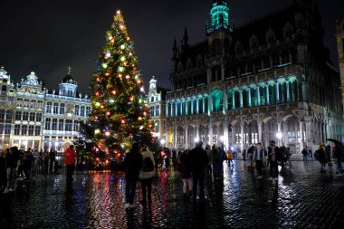 Belçika 'nın Brüksel kentindeki Grand Place meydanında 22 Kasım 2020' de bir Noel ağacı..