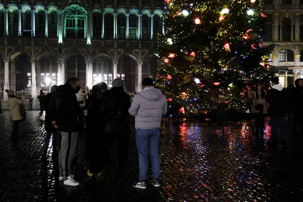 Sapin Noël Sur Grand Place Dans Centre Historique Bruxelles Bruxelles — Photo