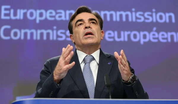 Vicepresidente Della Commissione Europea Margaritis Schinas Interviene Durante Una Conferenza — Foto Stock